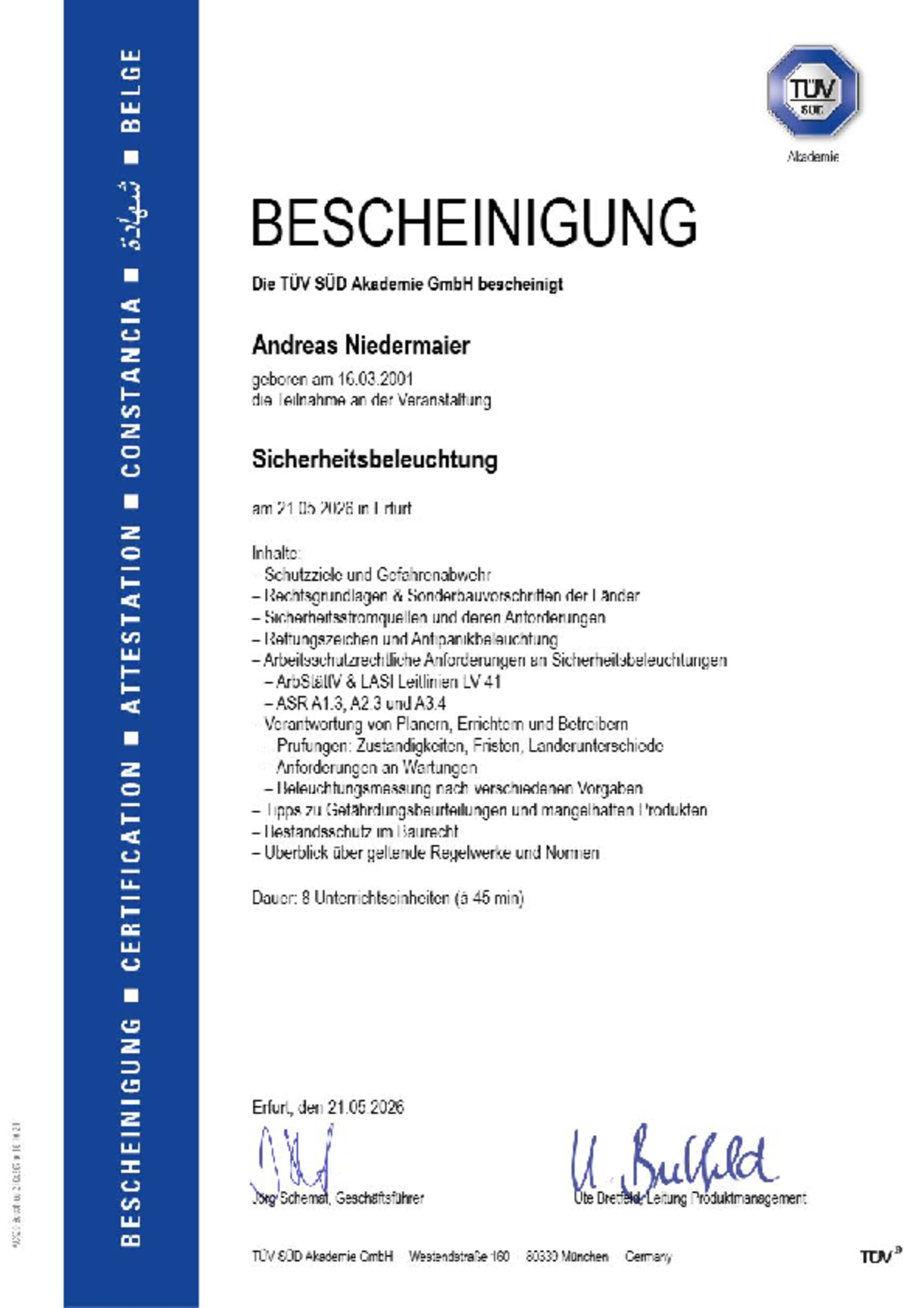 Sicherheitsbeleuchtung bei Elektro Niedermaier in Rottach Egern